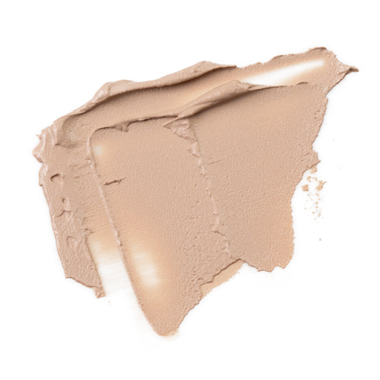 Image of a swatch of our cream Flawless Mineral Powdered Foundation #2-Light Nude.  A light beige nude color..
