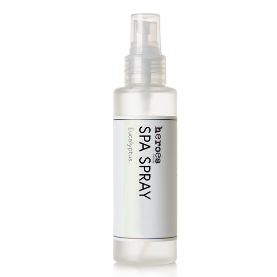 Image of a frosted 4 ounce bottle with a pump. Contains our eucalyptus spa spray.