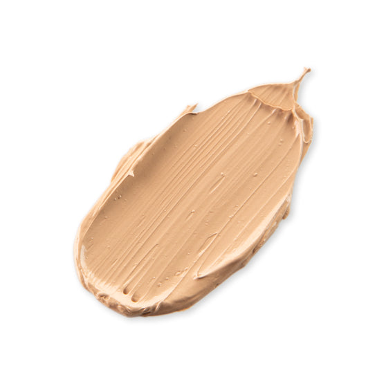 A swatch of our Glow Girl Sheer Tint with SPF 20 in Cameo Glow.  A fair, medium beige color with a wash of sheer color with a slight glow.  Good for very fair skin tones.
