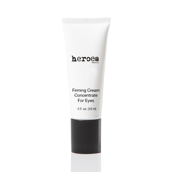 Image of a small white, .5 fluid ounce tube with black screw top. Contains creamy firming eye cream.