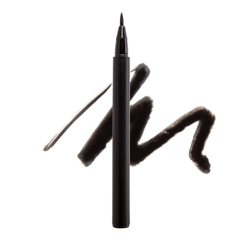 Image of a black precision tip felt liquid eye liner pen. 