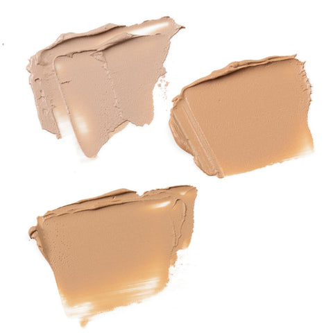 Image of three swatches of our light Flawless Foundation Colors.  #2, 3 and 4. 