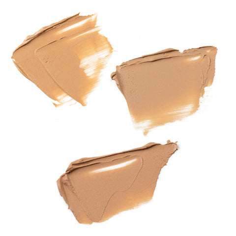 Image of three swatches of our medium Flawless Foundation Colors.  #4,5,& 6.. 