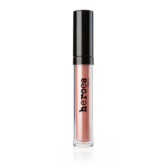 Image of a soft pink liquid lipstick in a clear tube with black top. 