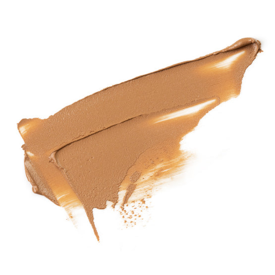 Image of a swatch of our cream Flawless Mineral Powdered Foundation #8-Soft Tan.  The color is a darker tan color. . 