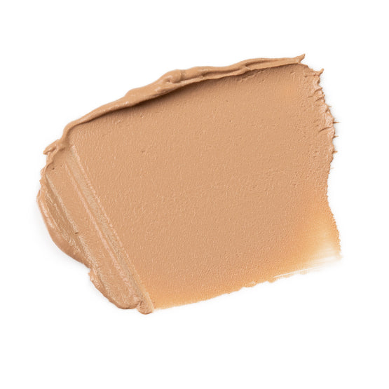 Image of a swatch of our cream Flawless Mineral Powdered Foundation #3-Tender Beige.  It is a light to medium beige color. 