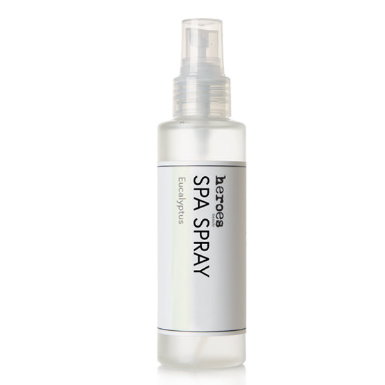 Image of a frosted 4 ounce bottle with a pump.  Contains our eucalyptus spa spray. 