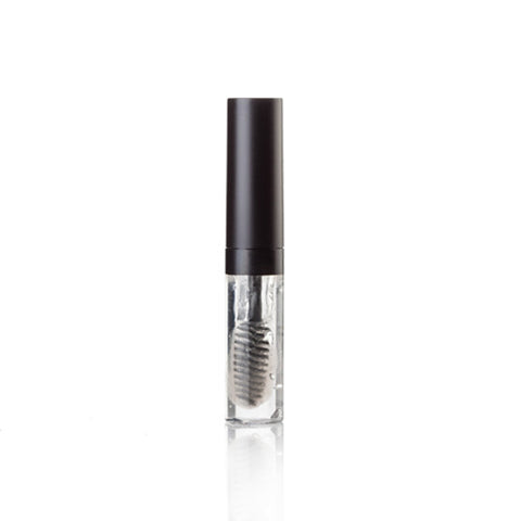 This is an image of a small clear tube with black lid that contains clear brow gel. 