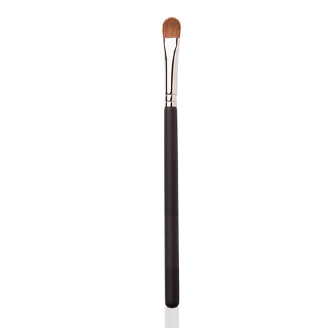 Image of a medium eyeshadow make-up brush with black and silver handle. 