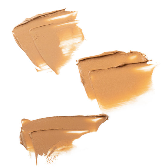 Images of three swatches of our more tan Flawless Mineral Foundations 6, 7, and 8. 